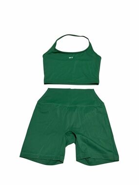 EUC SET Active Sportbody halter crop and bike shorts - wild